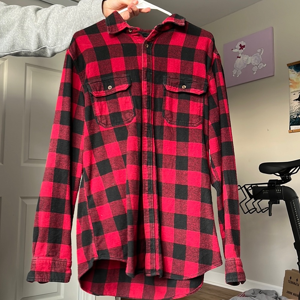 Large vintage red and black flannel
